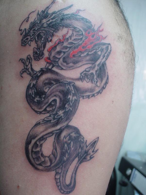 Фото тату Извивающийся дракон 