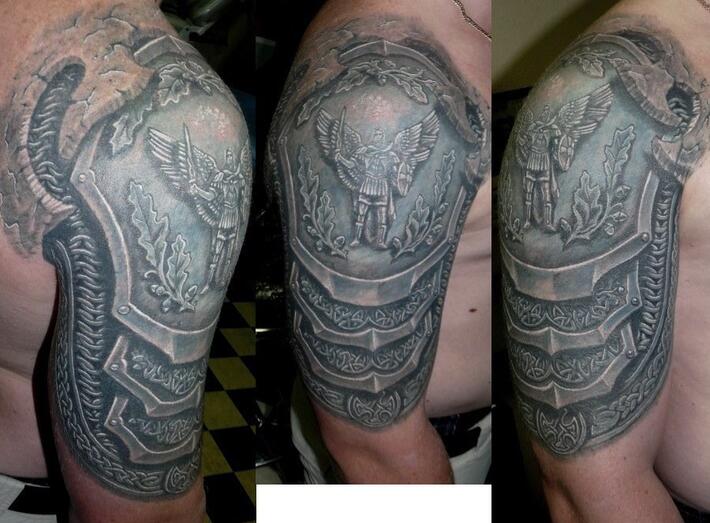 Celtic Warrior Full Arm Knotwork Tattoo Design — LuckyFish, Inc. and Tattoo  Santa Barbara
