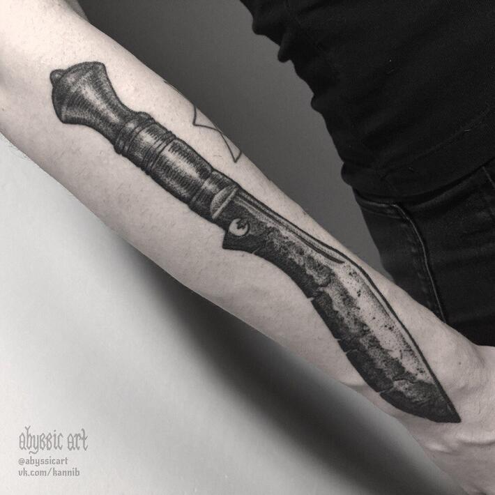 Tattoo uploaded by Robert Davies • Hand poked Knife Tattoo by Grace Neutral  #handpoked #handpokedknife #handpoke #handpokeartist #knife #blackworkknife  #GraceNeutral • Tattoodo