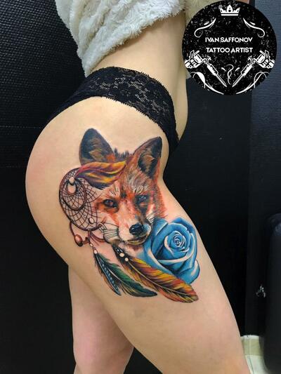 Feminine Fox Tattoo Design