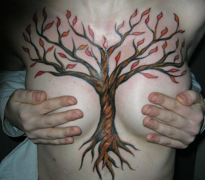Фото тату Тату деревья на груди