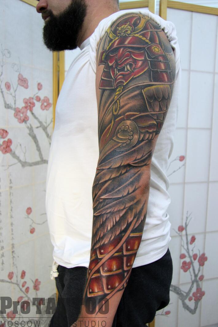 Фото тату Самурай с мечём и крыльями