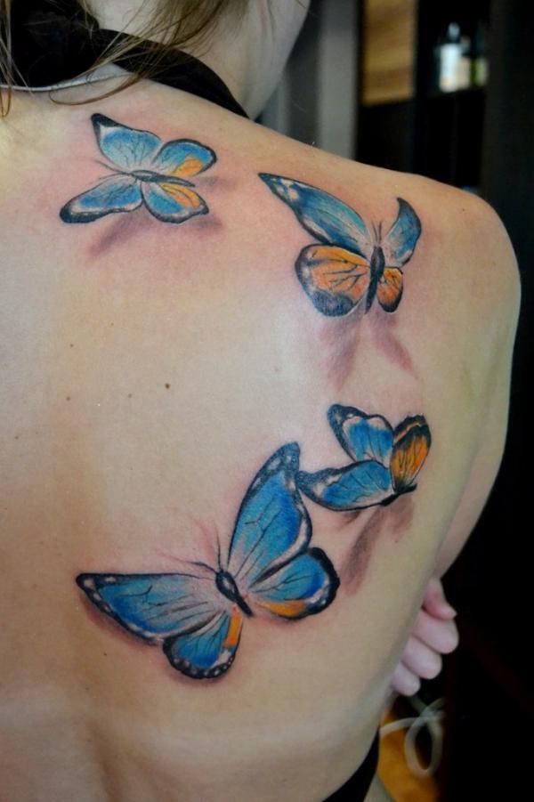 Фото тату 4 бабочки на спине