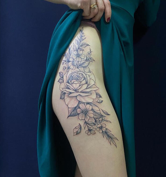 Grande Ankle Whip shading tattoo - Tatyana's work