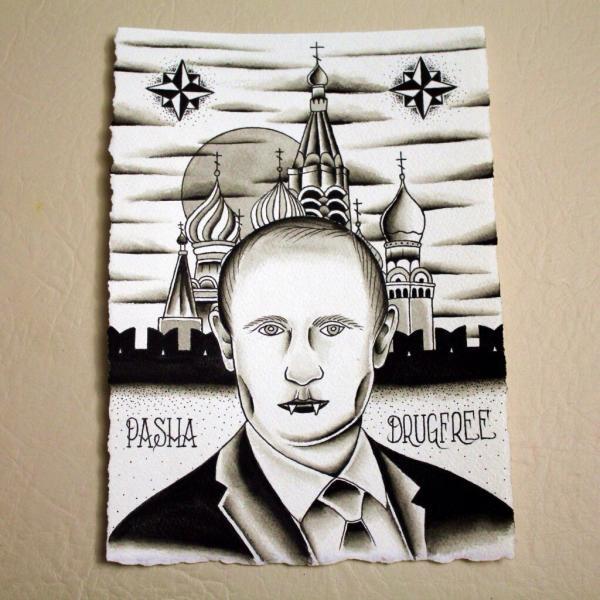 Фото тату Putin criminal tattoo style