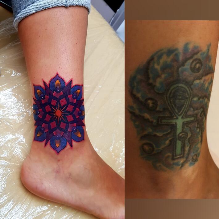 Ear mandala cover-up | Rites of Passage Tattoo