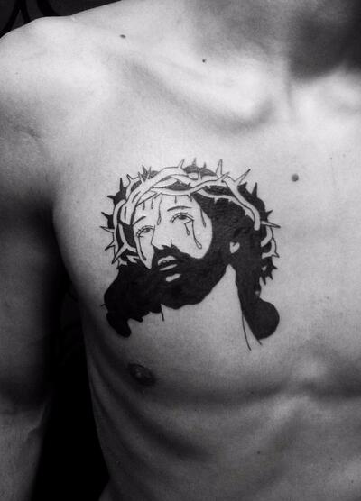 Тату иисус христос на груди
