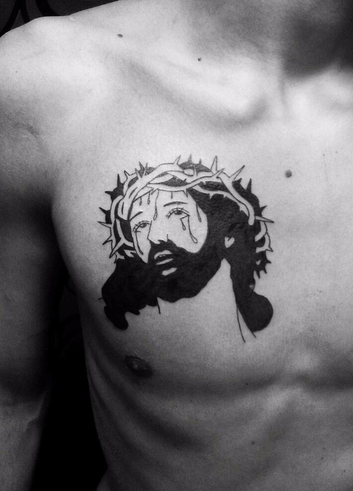Фото тату Тату иисус христос на груди