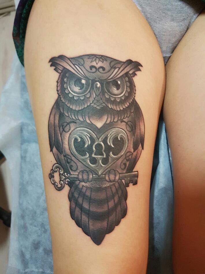 Owl And Pocket Watch Tattoo - Temu