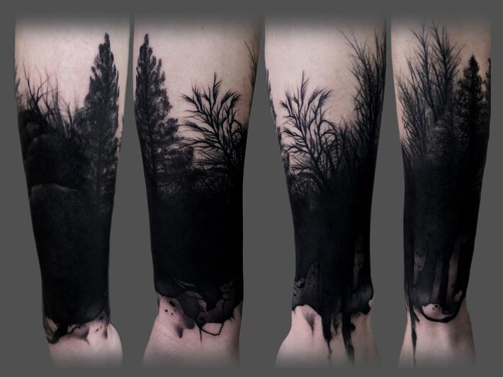 Blackout leg sleeve tattoo tattoo artist Hoode215 #blackouttattoo #l... |  TikTok