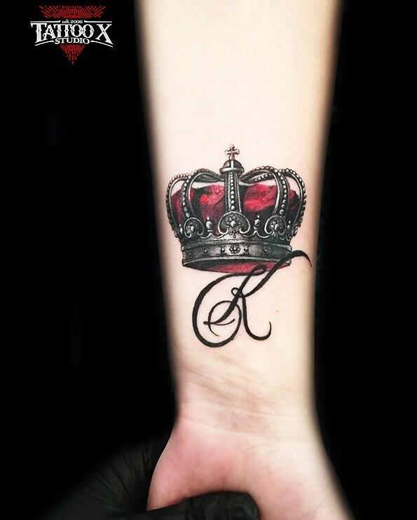letter k tattoo with crown