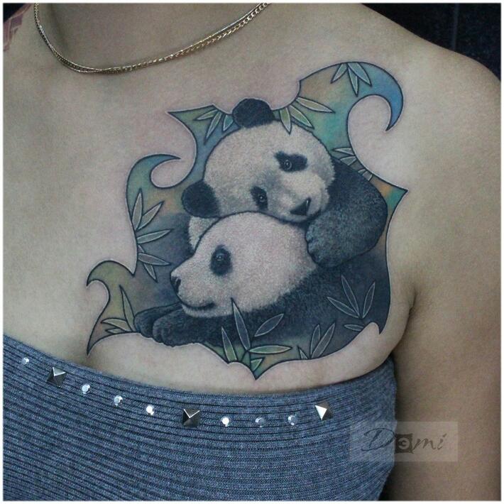 Фото тату Тату панды на груди