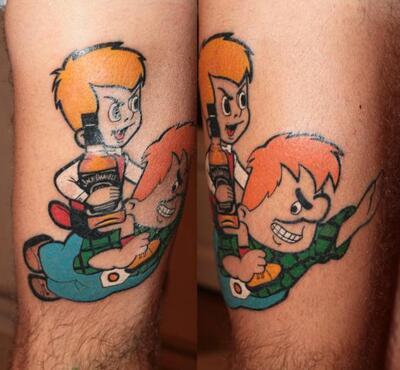 Detail of a Fred Flintstone tattoo on the leg of Greg Ostertag of the  News Photo  Getty Images