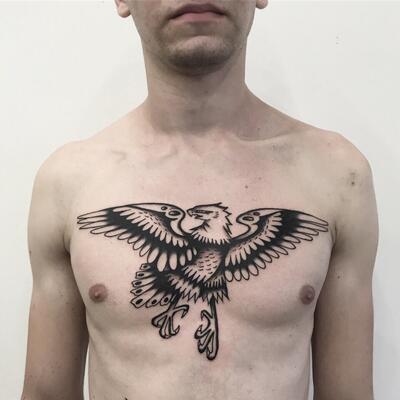 Chest eagle tattoo