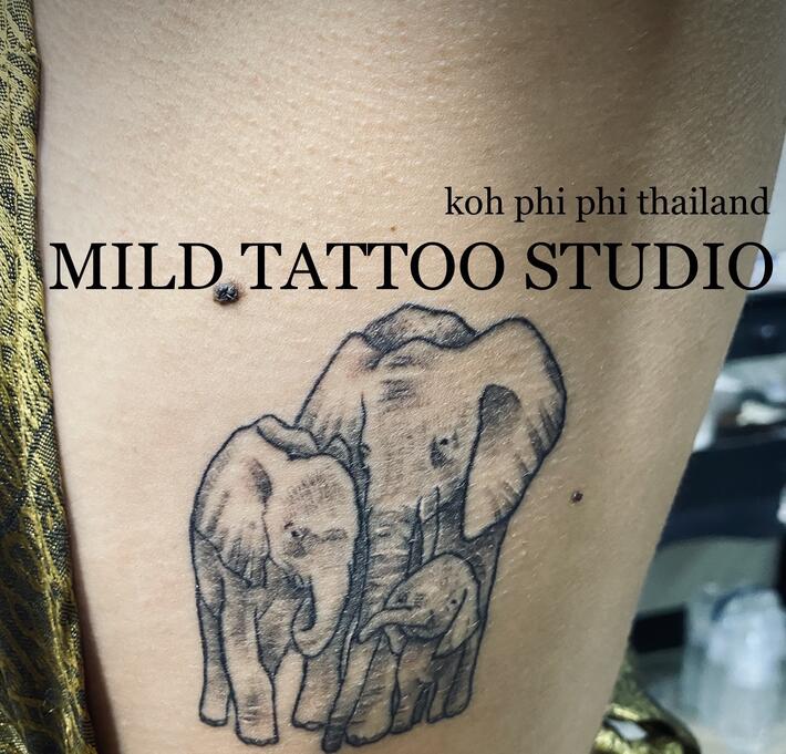 Elephant tattoo bamboo tattoo , фото тату