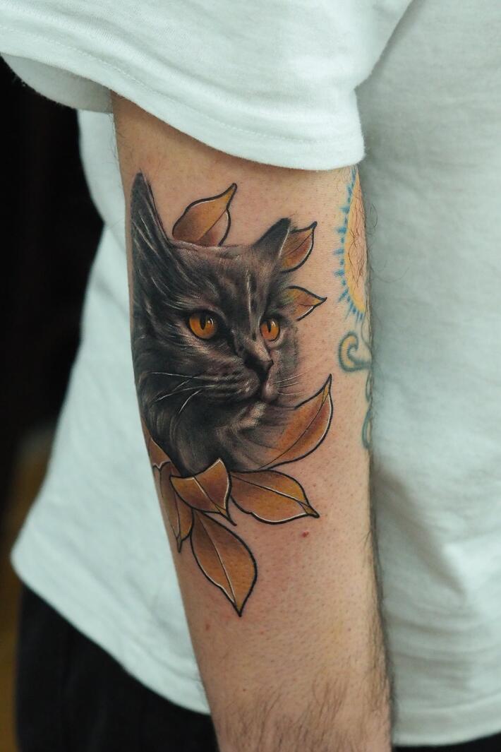 Cats  All is well tattoo on the bicep