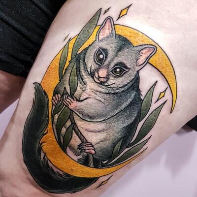 sugar glider animal color leg tattoo minneapolis tattoo convention by Jon  von Glahn TattooNOW