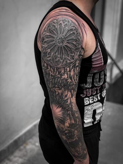 Big Street Tattoo  Posted withregram  jensofbigstreet Cathedral window  architecture on the elbow  jensofbigstreet  Facebook