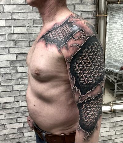Dragon Scale Armor Tattoo | Scale tattoo, Armor tattoo, Shoulder armor  tattoo