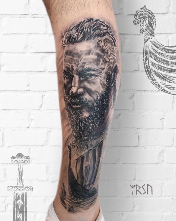 Ragnar portrait tattoo #vikings #vikingstattoo #blackandgreytattoo  #realistictattoo #tattoorealism #ragnar #ragnartattoo #portriat… | Instagram