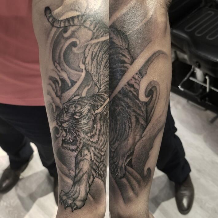 Hercules and the Centaur Nessus tattoo on the inner