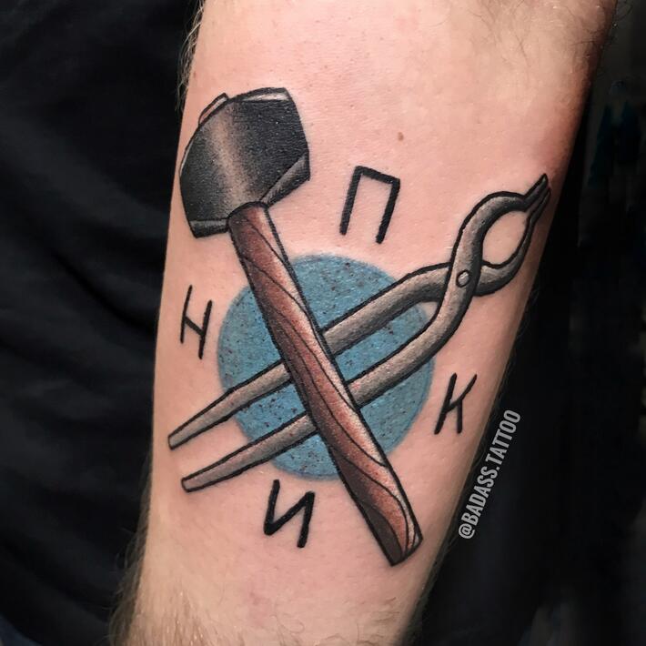 chisel and hammer tattoo