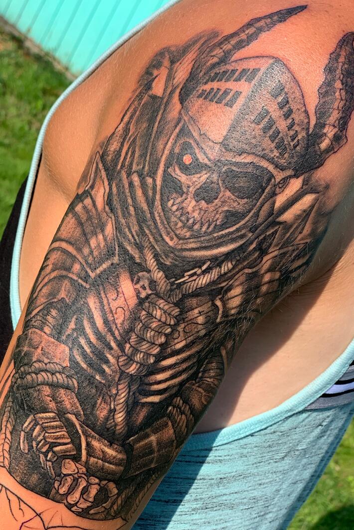 Piscean Death Knight by James Jordan at Blackcraft Tattoo  Salem OR  r tattoo