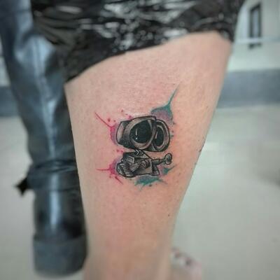 Tattoo tagged with splatter walle disney leg  inkedappcom