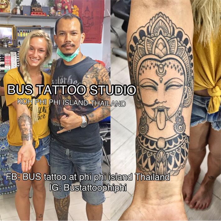 Thailand tattoo artist tattoos white guy... | Stock Video | Pond5