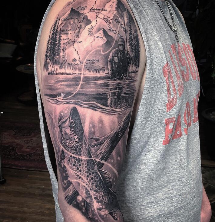 Black Sails Tattoo Studio - Fishing ya bass 🎣 Dales first tattoo, day like  an absolute champ! Really enjoyed this :) I have an awesome week or two of  piece lined up,