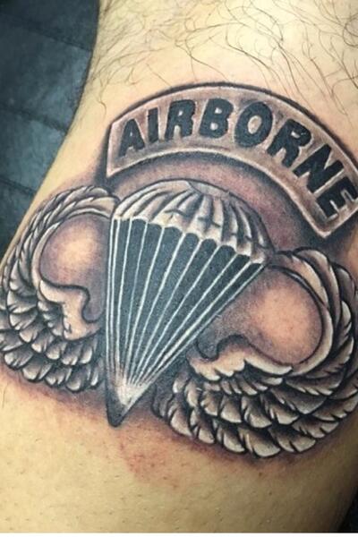 Tattoo uploaded by Felicity Atkinson  Wizard Garrett created this amazing  twist on Rosies classic look Adding a John Wayne bucket a parachute airborne  wings 173rd patch and my personal favorite he