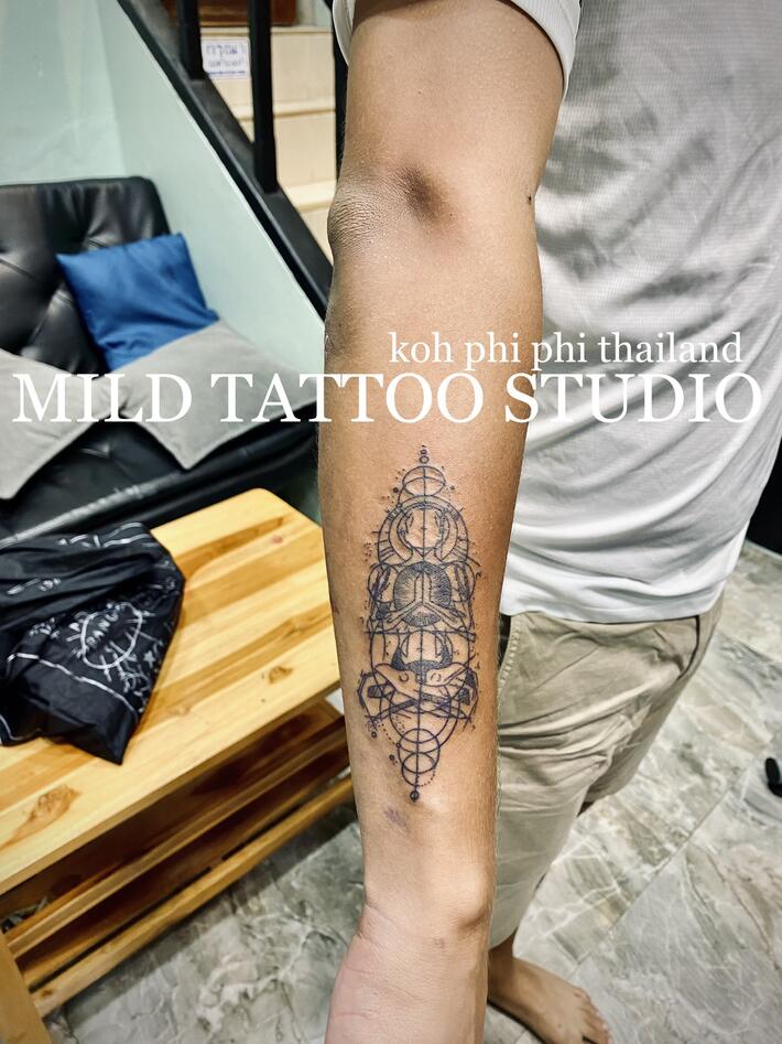 Geometric tattoo bamboo tattoo, фото тату