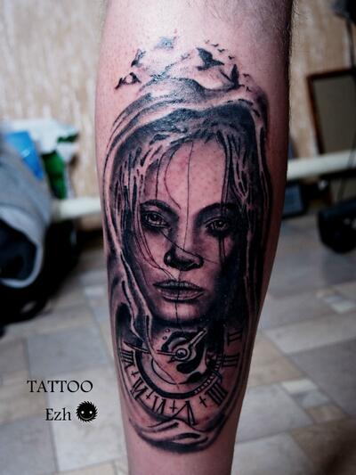 Two face tattoo girl