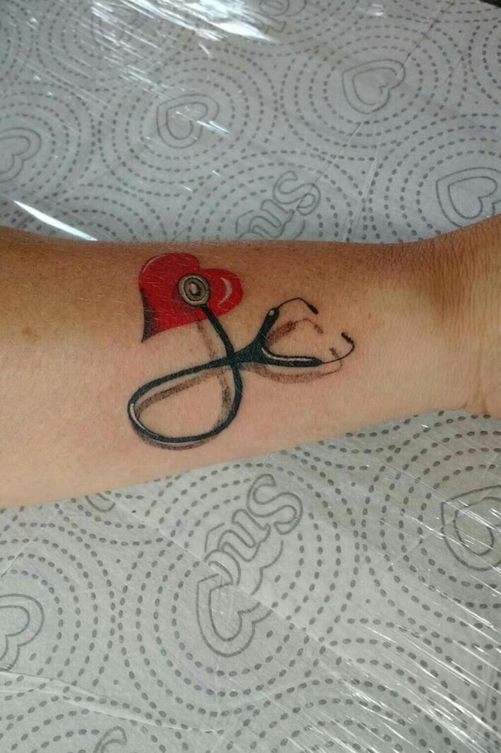 Heartbeat ECG Stethoscope Tattoo Design