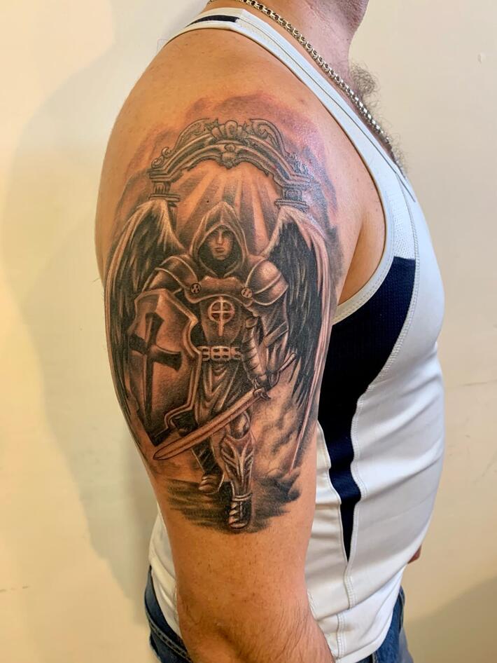 Statue of St Florian by Marie See more of her work on Instagram  vlasicstudio SLC Ink Tattoo 1150 South Main Street S  H tattoo Tattoos  for guys Saint tattoo