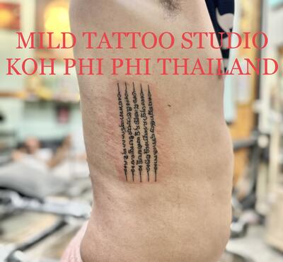 Five line tattoo bamboo tattoo