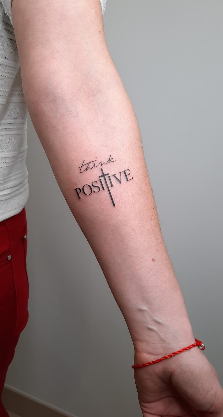 Think Positive Semi Permanent Tattoo | Long Lasting Temporary Tattoos