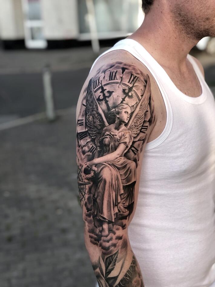 Josh Denzel tattoos Love Island 2018 star and SportBible host has huge  inking on his bicep alongside other religious symbols  their meanings  uncovered  OK Magazine