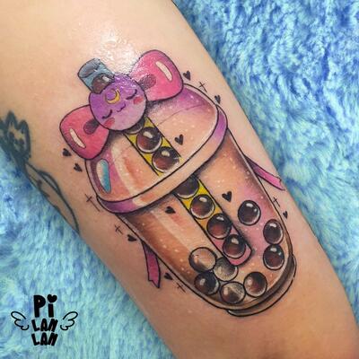 Bee and Puppycat  binaryshminary tattoo by Carla Evelyn