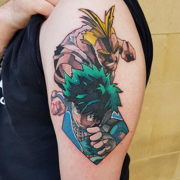 First Tattoo All Might I AM HERE done by Kara Klenk @ Hard to love Tattoo  in College station, TX : r/BokuNoHeroAcademia