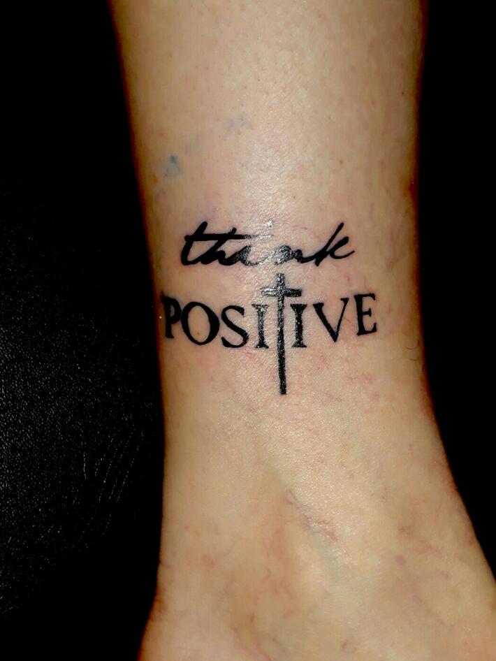 Stay Positive traditional tattoo 