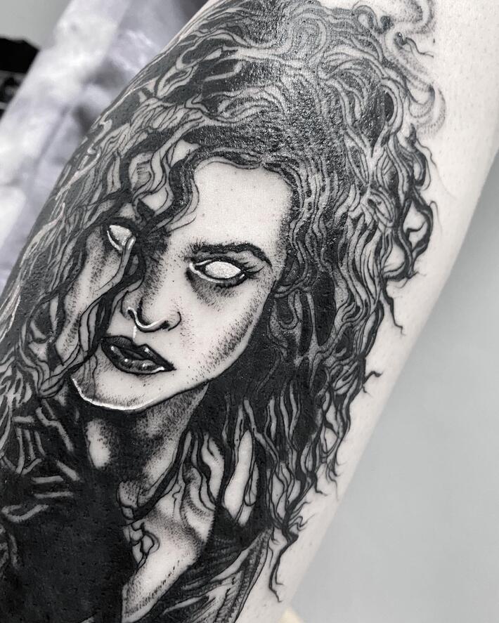 Georgina Liliane Tattoo  Bellatrix Lestrange is definitely a favourite  character of mine what are you favourite HP characters I wonder if anyone  has a Dolores Umbridge tattoo Thanks Brittney for your