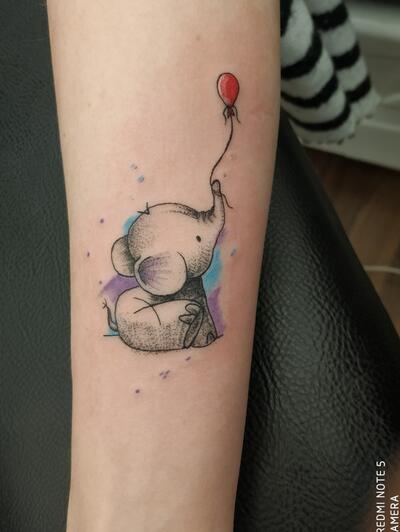 Adorable elephant over a watercolor ribbon representing child loss. Dealing  with loss is never easy #watercolortattoo #watercolour #tatto... | Instagram