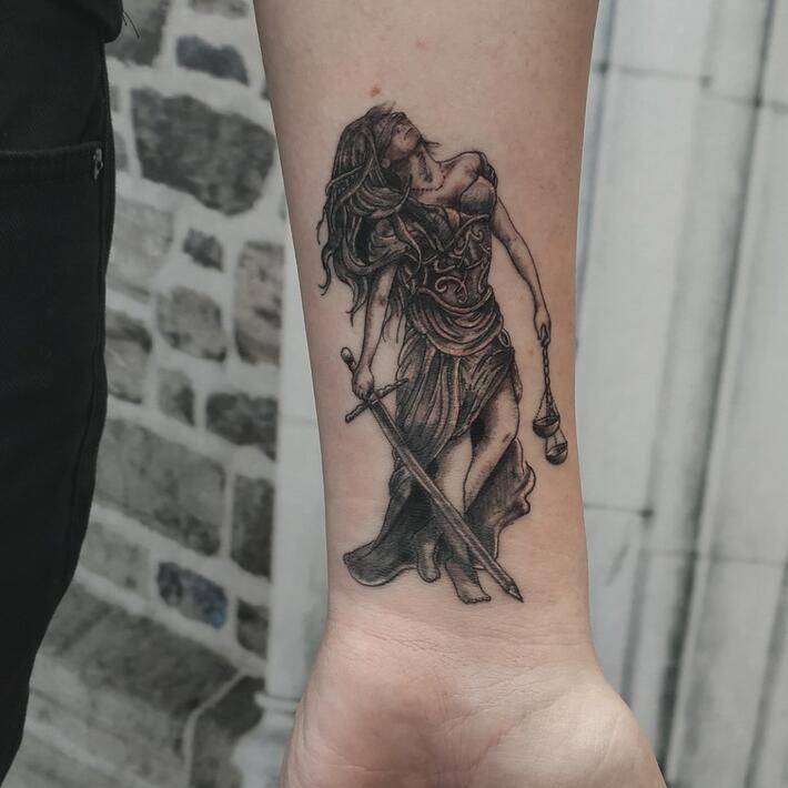 Temporary tattoo  Themis Greek Goddess of Justice SKINDESIGNED