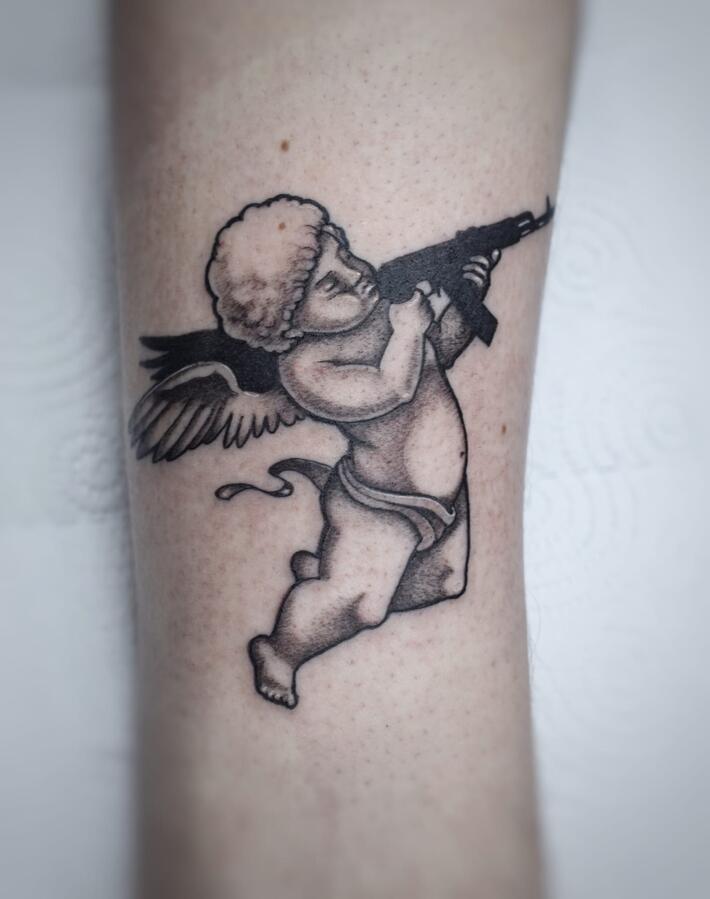 highly effective cupid By David at Hope Tattoo in Oaxaca City Mexico  r tattoos