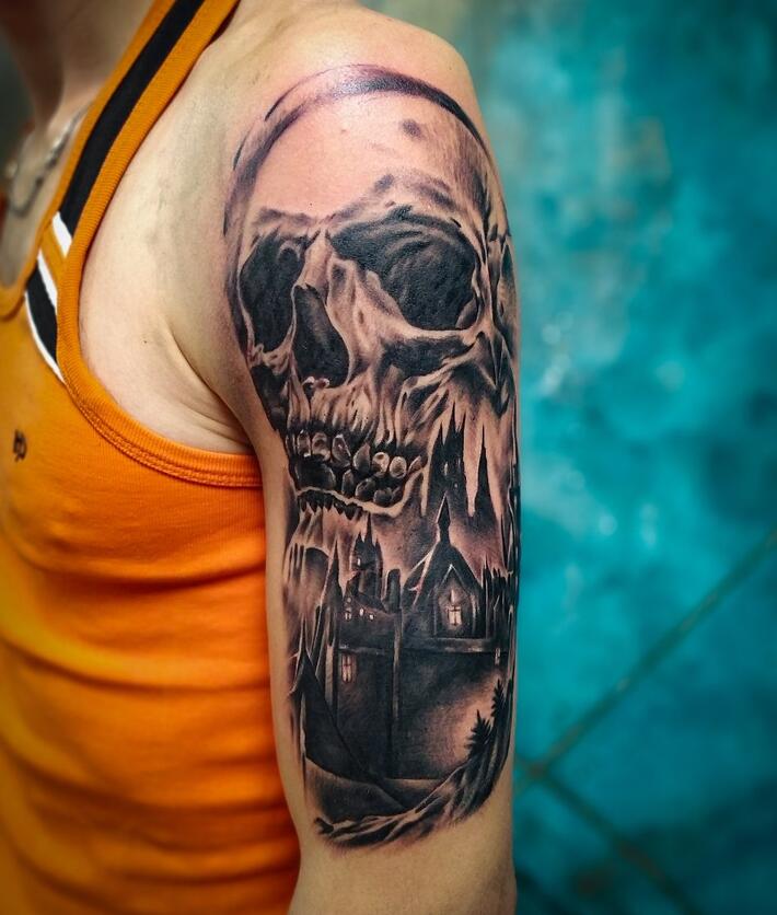 Tattoo of Skulls Tombs Graveyards
