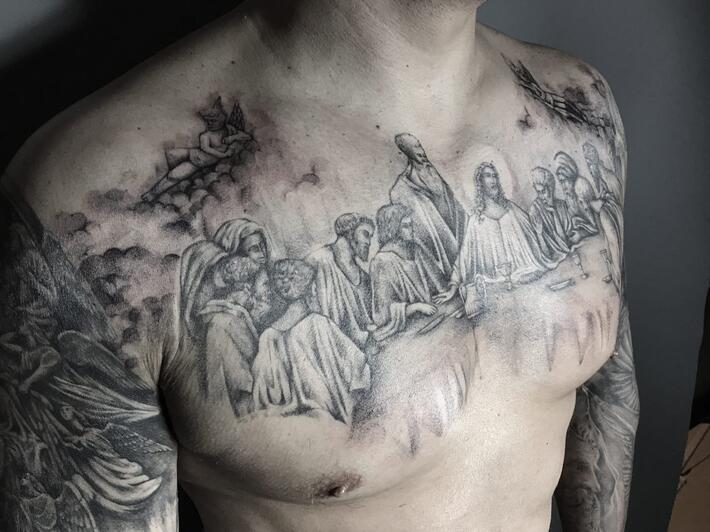 Share 65+ last supper chest tattoo best - in.cdgdbentre