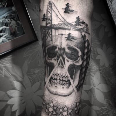 Tattoo unterarm mann totenkopf