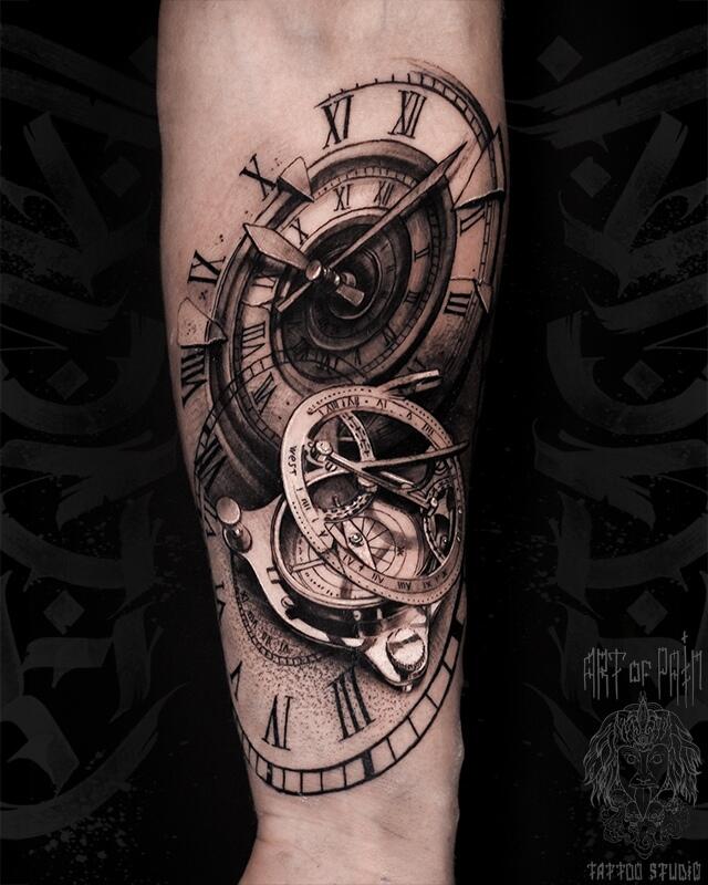Ship Kraken Sundial Compass Sleeve by Terry Mayo TattooNOW
