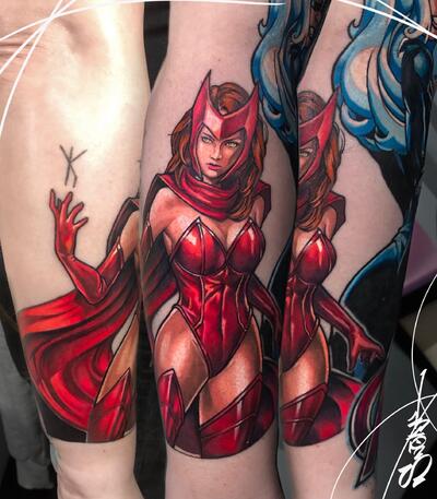 Wanda Maximoff AKA Scarlet Witch tattoo I made What do you think of  Wandavision I love it  Of course I used only the best supplies   Instagram